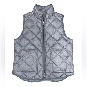 J. Crew Diamond Quilted Gray Puffer Vest Filled Down Feathers Women’s Size Large